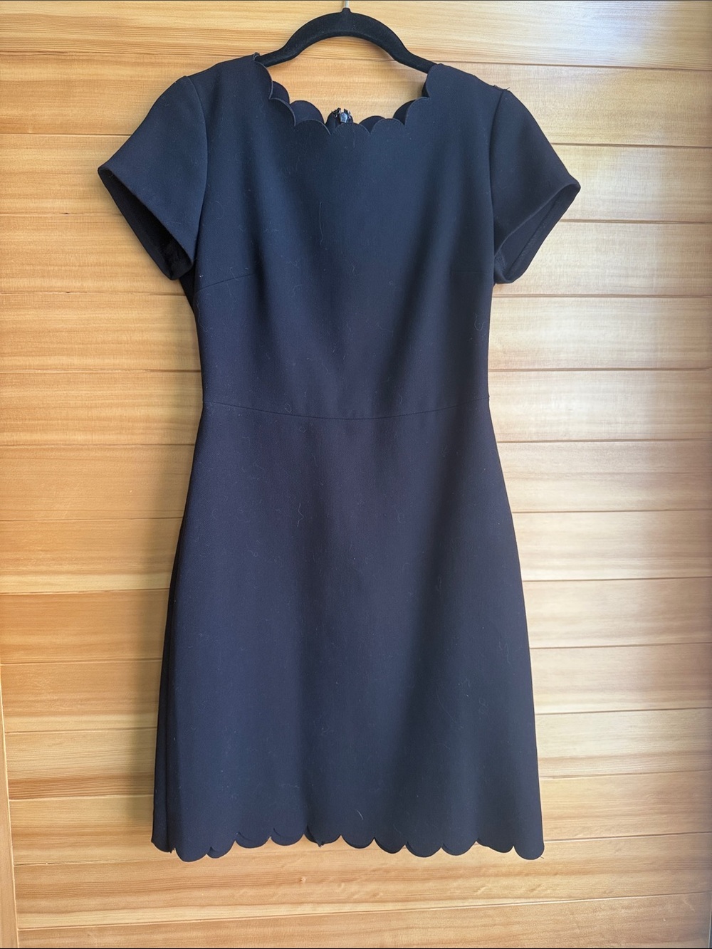 Maison Jules Black Scallop-Trim Mini Dress